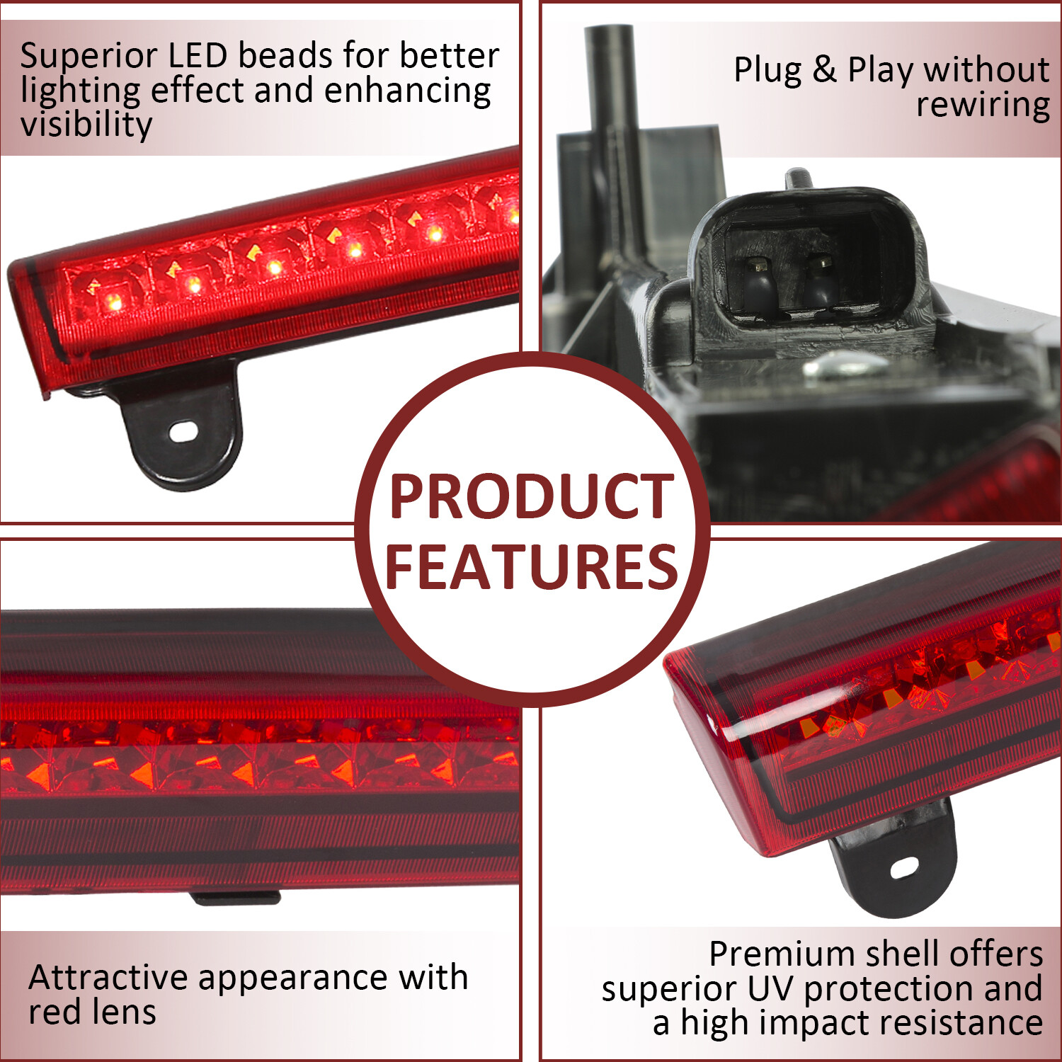 LED 3rd Third Brake Light Red Fit For 00-06 Chevrolet Suburban Tahoe GMC Yukon