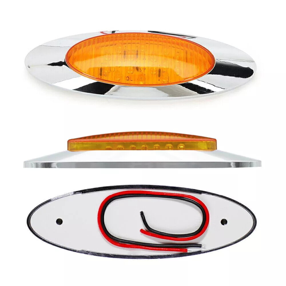 4x 6.5″ Amber 16 ENERGY-EFFICIENT LIGHT Oval Side Marker Light for Freighliner P