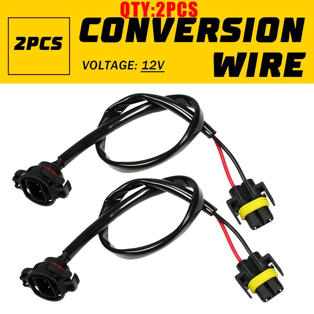 5202 Male to H11 Female Adapters Pigtail Socket Wires Conversion Harness 2-20X