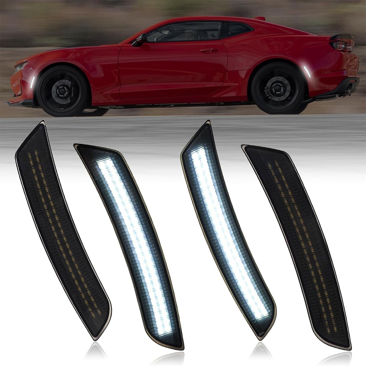 4PC LED Side Marker Lights Front Rear Fender Lamp Set for Chevy Camaro 2016-2023