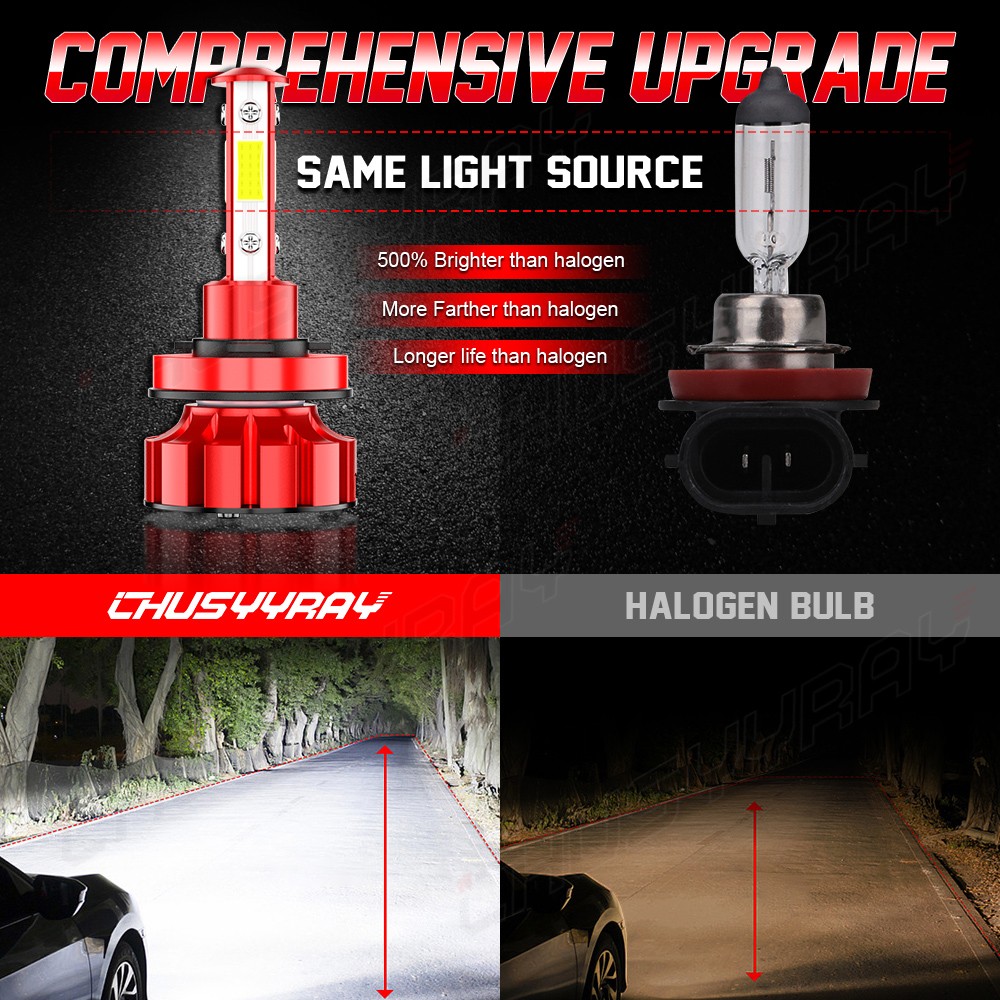 Combo 9005+H11 LED Headlight Super Bright Bulbs Kit White 720000LM Hi/Low Beam