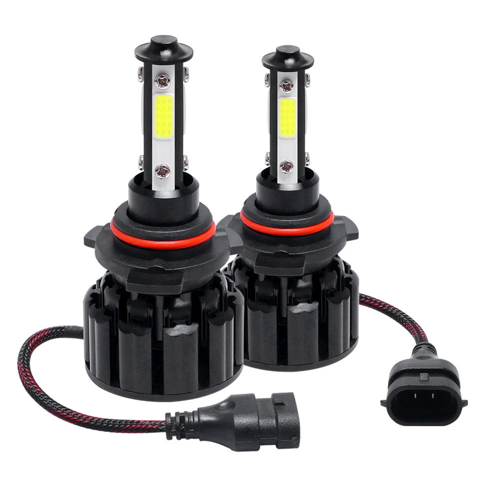 9012 HIR2 4-Side LED Headlight Bulbs Kit Hi/Low Beam Super Bright 6000K White x2