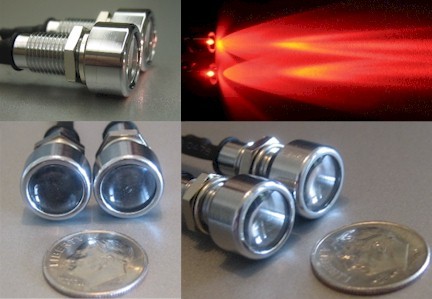 SMALL CHROME & CRYSTAL HARLEY CHOPPER LED BRAKE & RUNNING LIGHTS