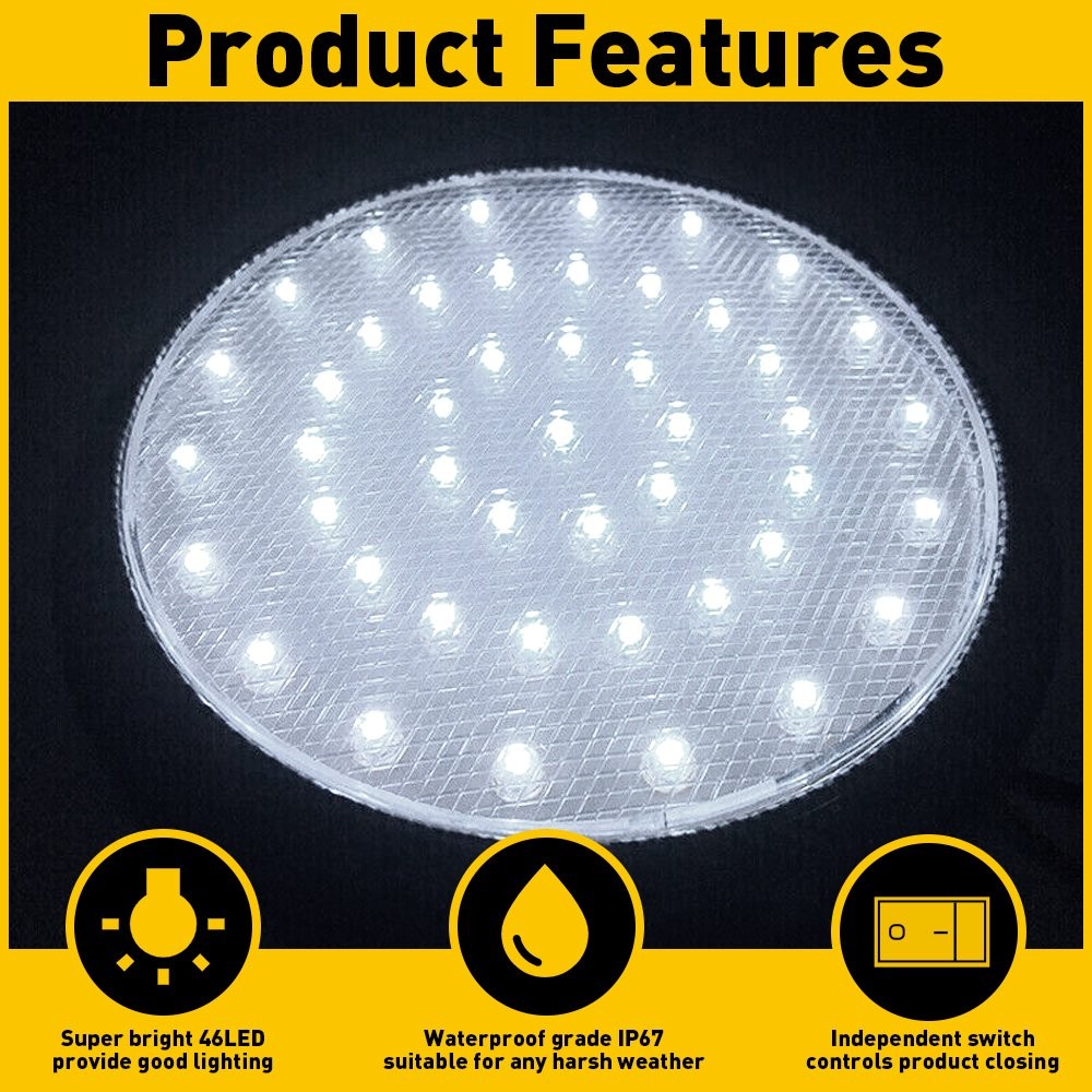 2x 12V White 46 LED Car Auto Round Dome Roof Ceiling Light Interior Bright White