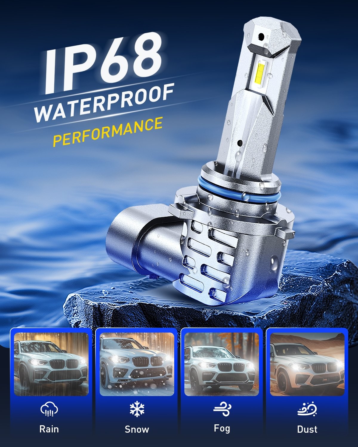 AUTOONE H11 9005 LED Headlight Bulbs 80000LM 6500K White High Low Beam Combo