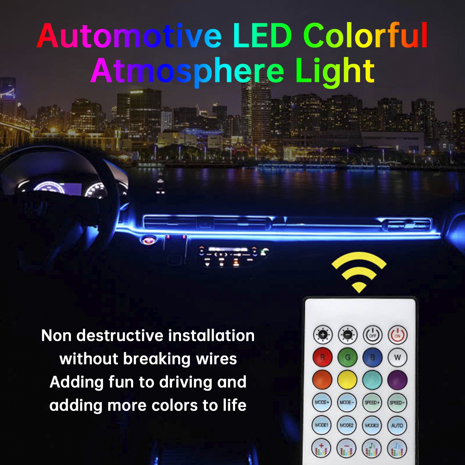 Central Control Ambient Interior Colorful LED Flowing Decorative Light 110cm H10