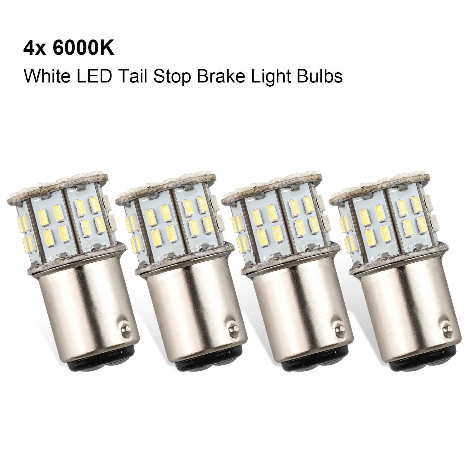 4x 1157 50-SMD LED Tail Brake Stop Backup Reverse Turn Signal Lights Bulbs White