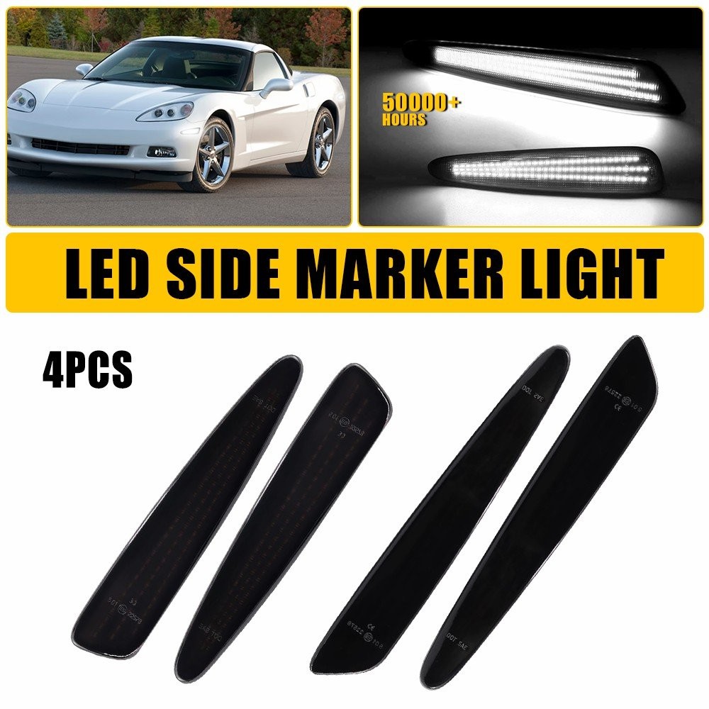 F+R 3-Row Marker LED 2005-2013 Lights Side Set White for Chevrolet Corvette C6