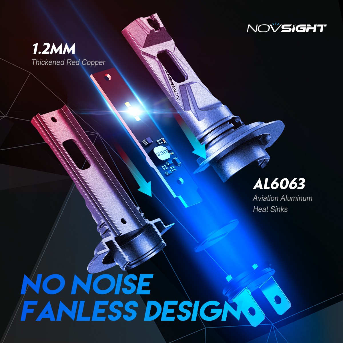 NOVSIGHT H7 LED Headlight Bulbs Kit Hi Lo Beam 1000LM Super Bright 6500K White