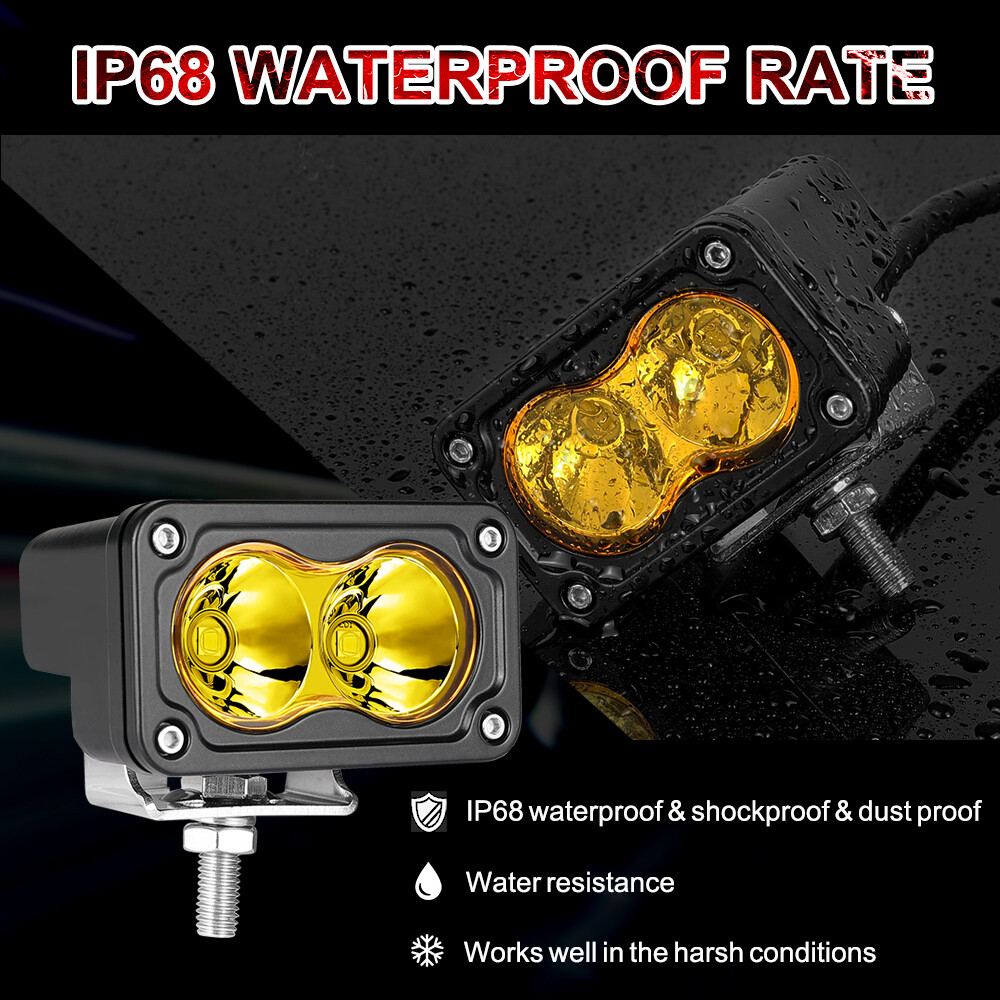 2x 3″Inch Driving Lights Amber Spot Off Road LED Cube Pods Bumper Work Light Bar
