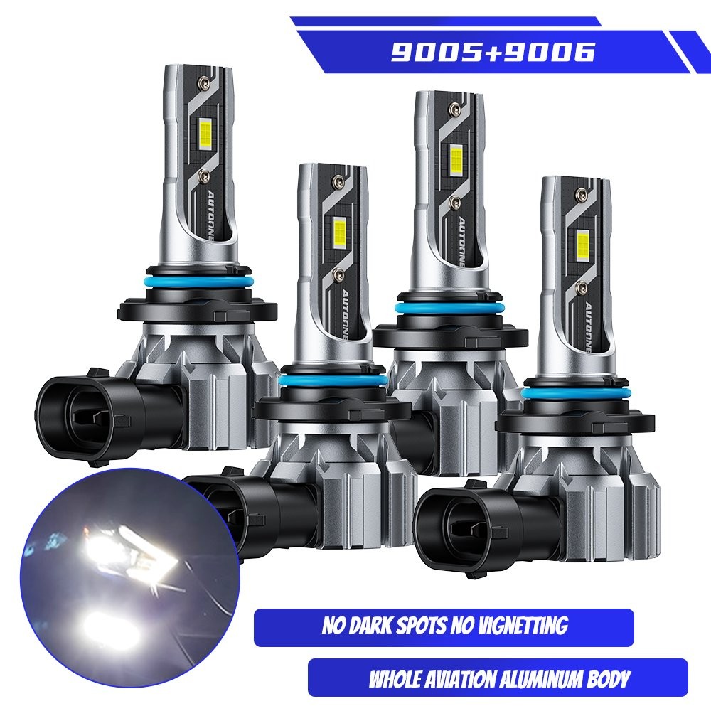 4x 9005 9006 HB3 HB4 LED Combo Headlight High Bulbs Low Beam Kit White Extremely