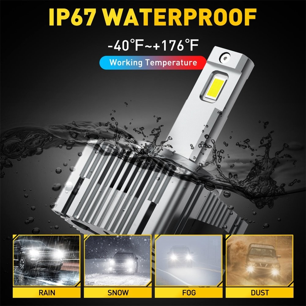 Pair D1S D1R D3S D3R LED Headlight High Low Beam HID Xenon Replace Bulbs 6000K