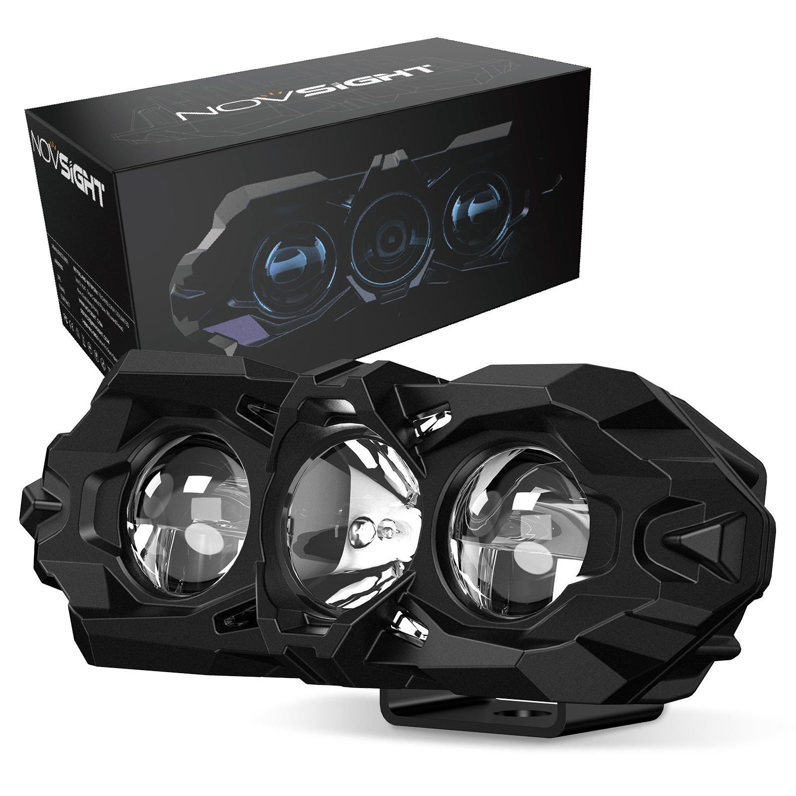 NOVSIGHT 5inch Motorcycle Driving Fog Light White/Yellow LED Pod Projector Light