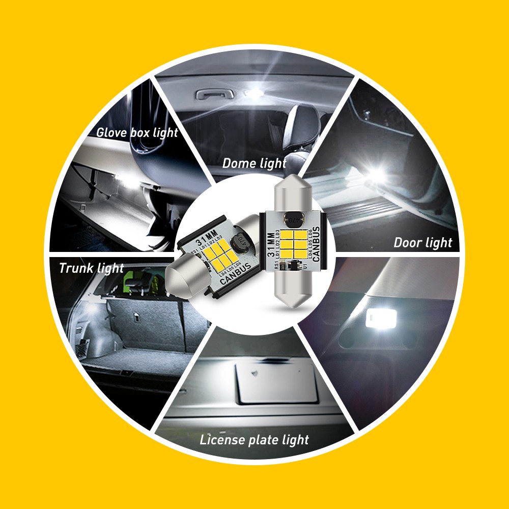 AUXITO Pair 31MM C5W Festoon LED License Plate Tag Light Bulb 6000K Bright White
