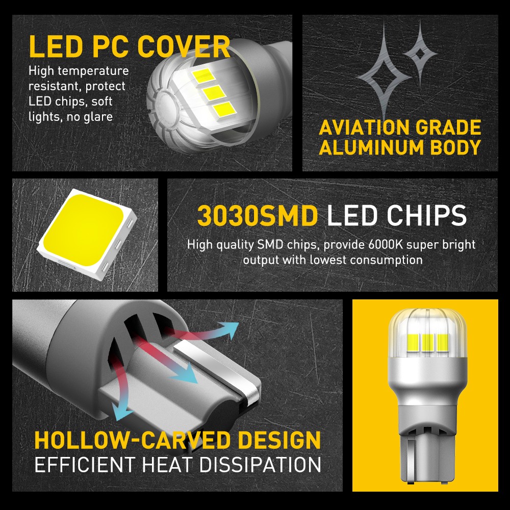 AUXITO 921 912 LED Reverse Backup Light Bulb 2400LM 6000K Super Bright T15 White