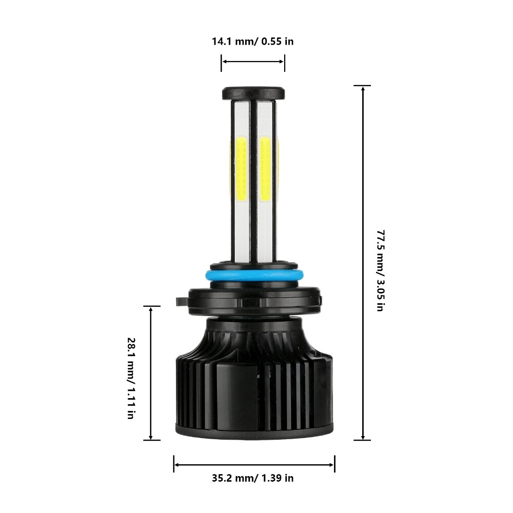 6-sides LED Headlight Bulbs Combo Kit 9005 H11 High Low Beam Bright White 6500K