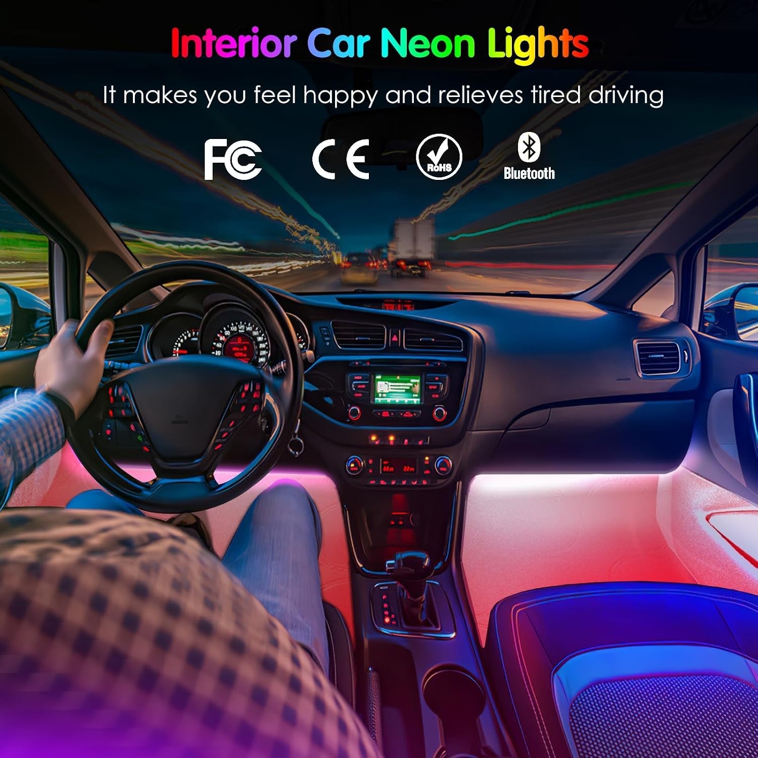 Wireless APP-Controlled RGB Interior Car Lighting – Universal Fit & Waterproof