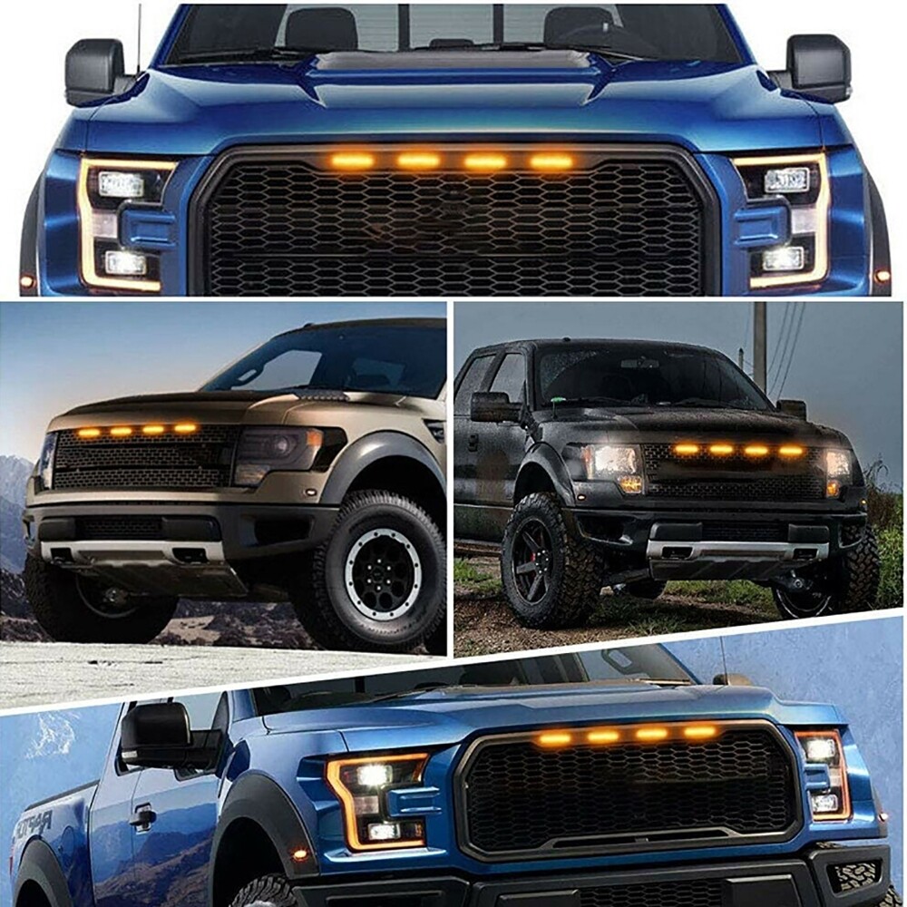 5X LED Front Grille Lights Raptor Style Amber Lamp for Dodge Ram 1500 2500 3500