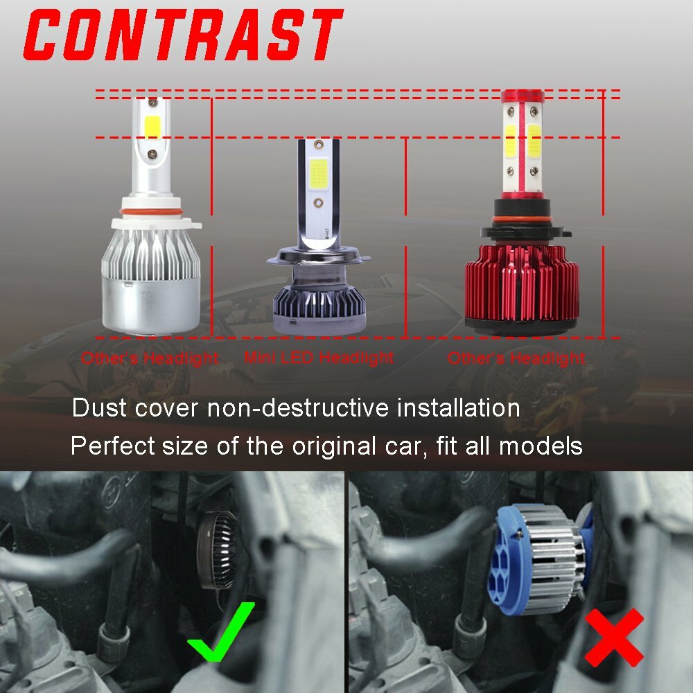 Mini H7 + H7 Combo LED Headlight Kit Bulb High Low Beam 160W 26000LM 6000K White
