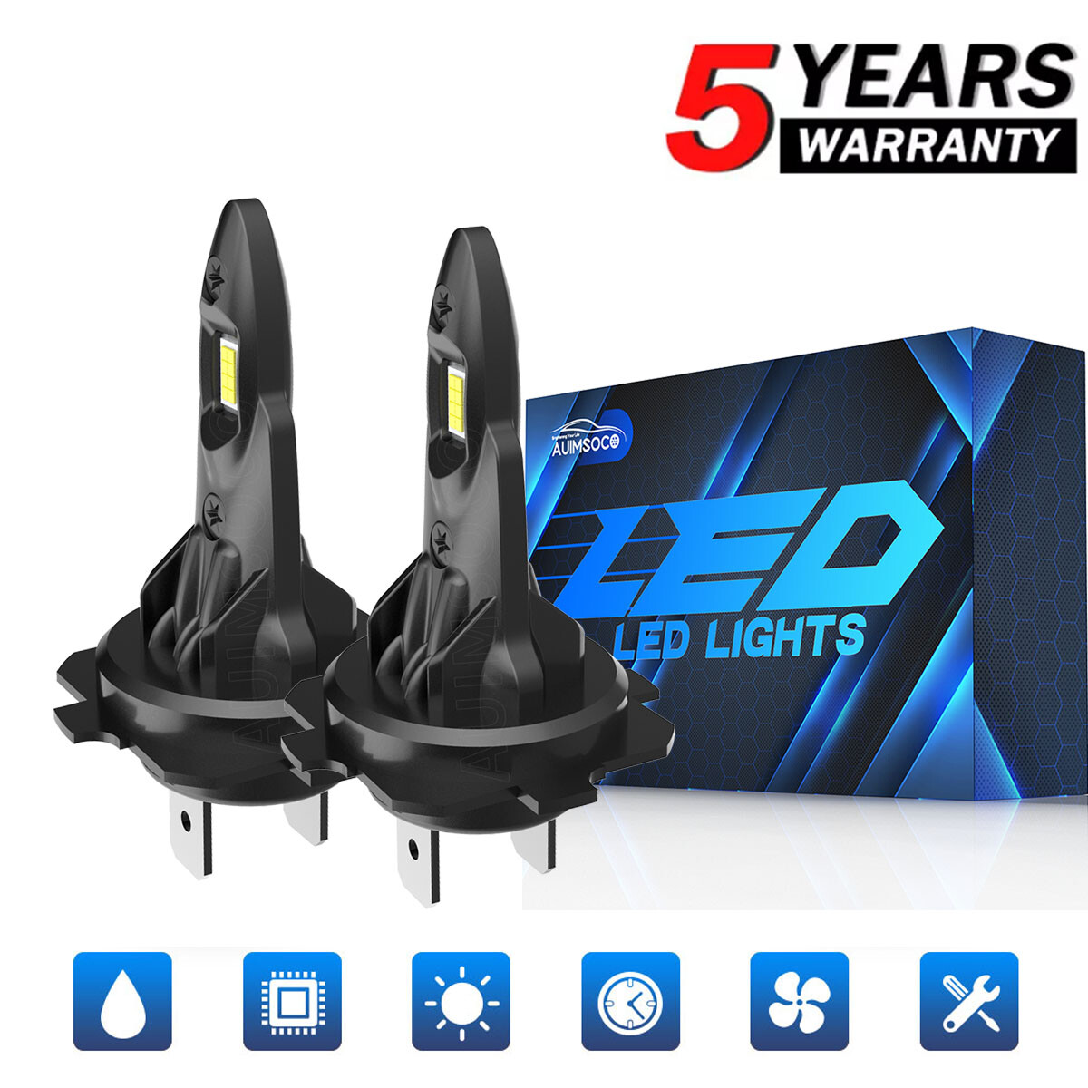 For Yamaha YZF-R6 2003-2015 YZF-R1 2007-2014 LED Headlight H7 Bulbs 6000K White