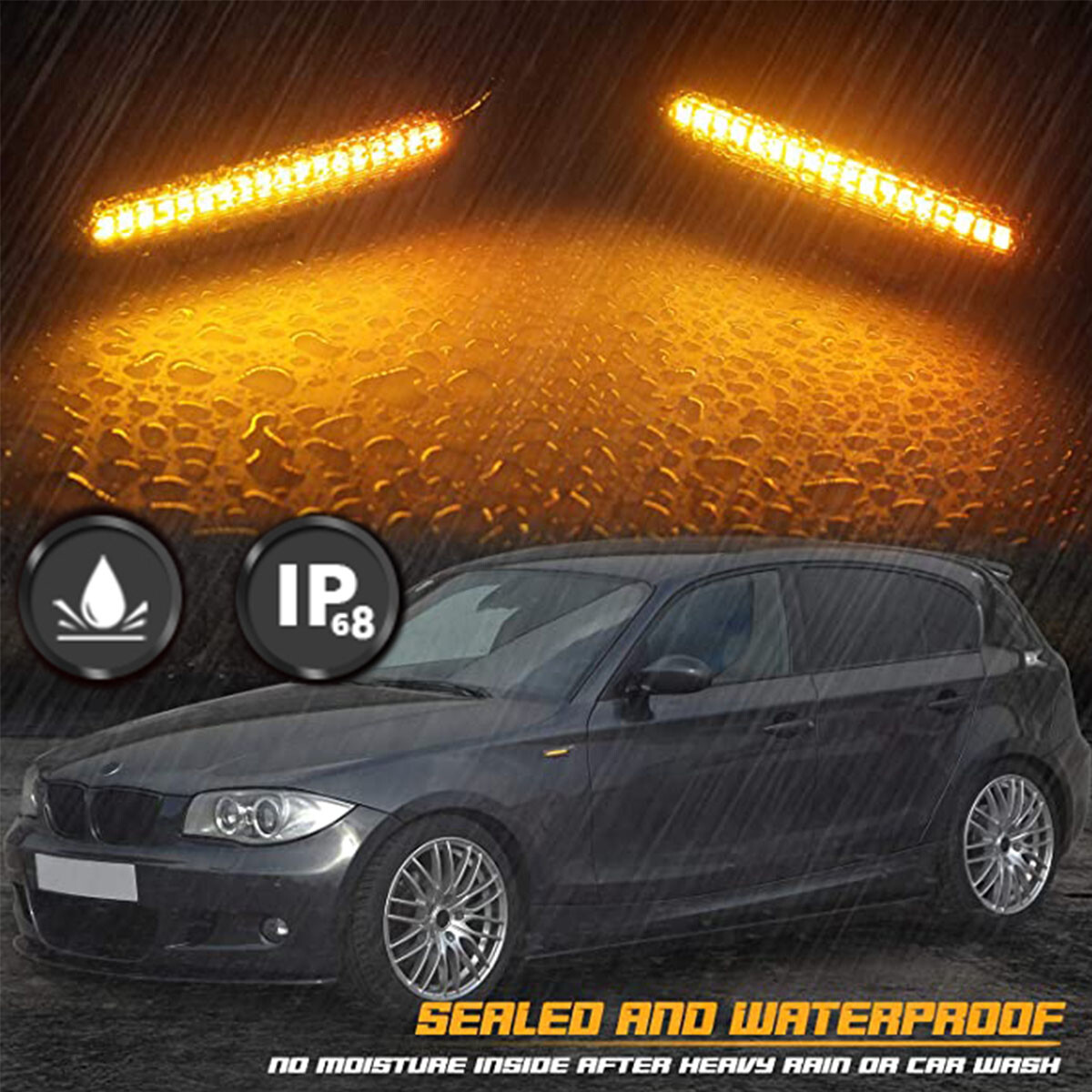 2X Sequential Turn Signal LED Side Marker Light For BMW E90 E91 E92 E93 E46 E60