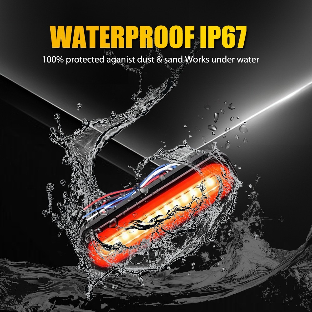 2x Red/Amber 5″ Oval LED Truck Trailer Stop Turn Tail Brake Lights Flowing DRL