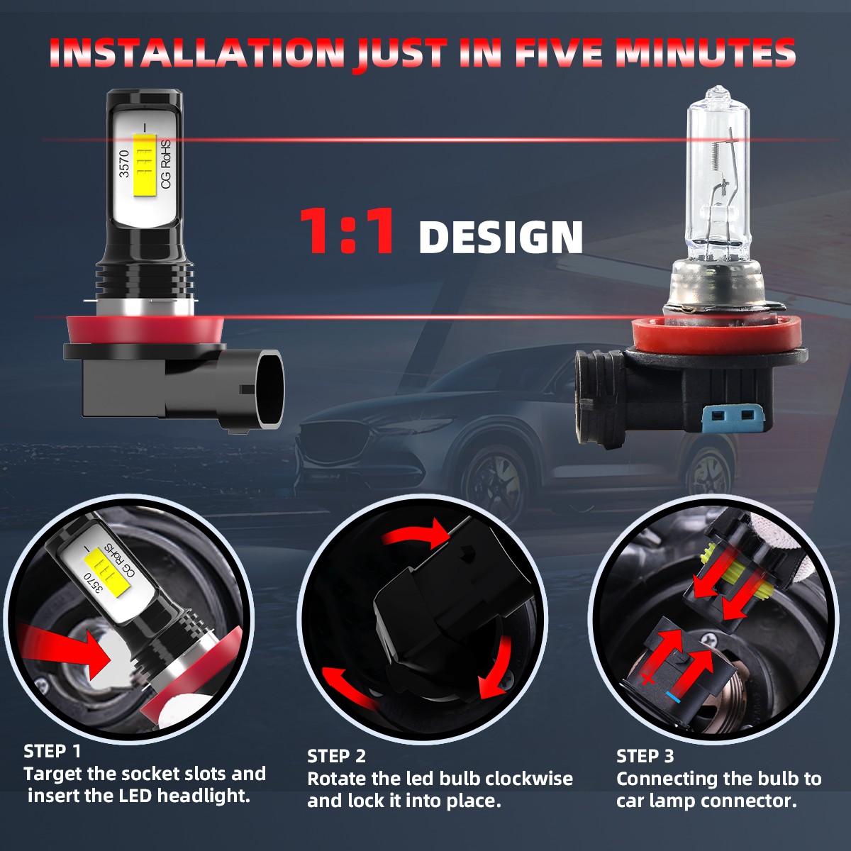 For Mercury Milan 2010-11 LED Headlight KIT Combo Bulbs High Low Fog Beam 6000k