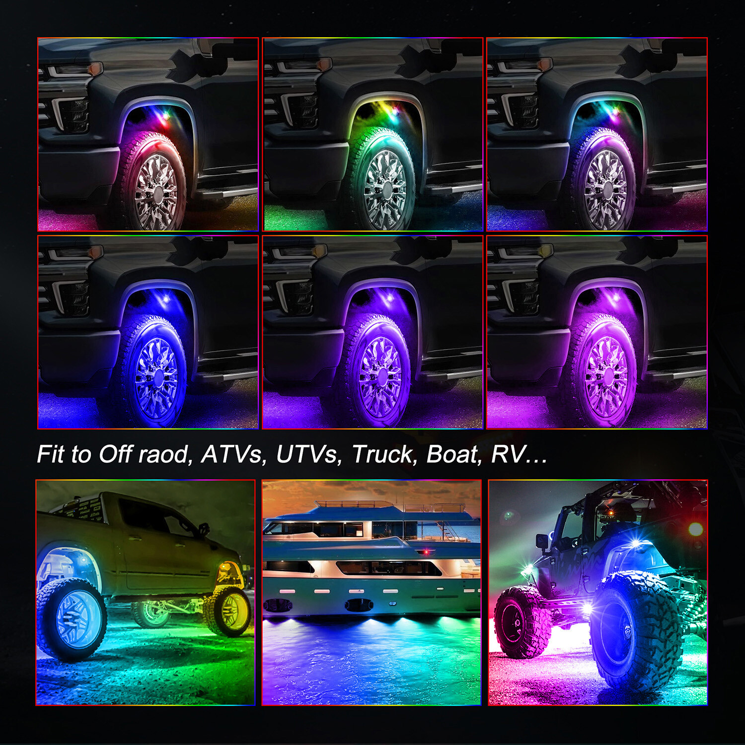 For Yamaha YXZ1000R Wireless Bluetooth 12 Pods RGB LED Rock Lights Underbody ATV