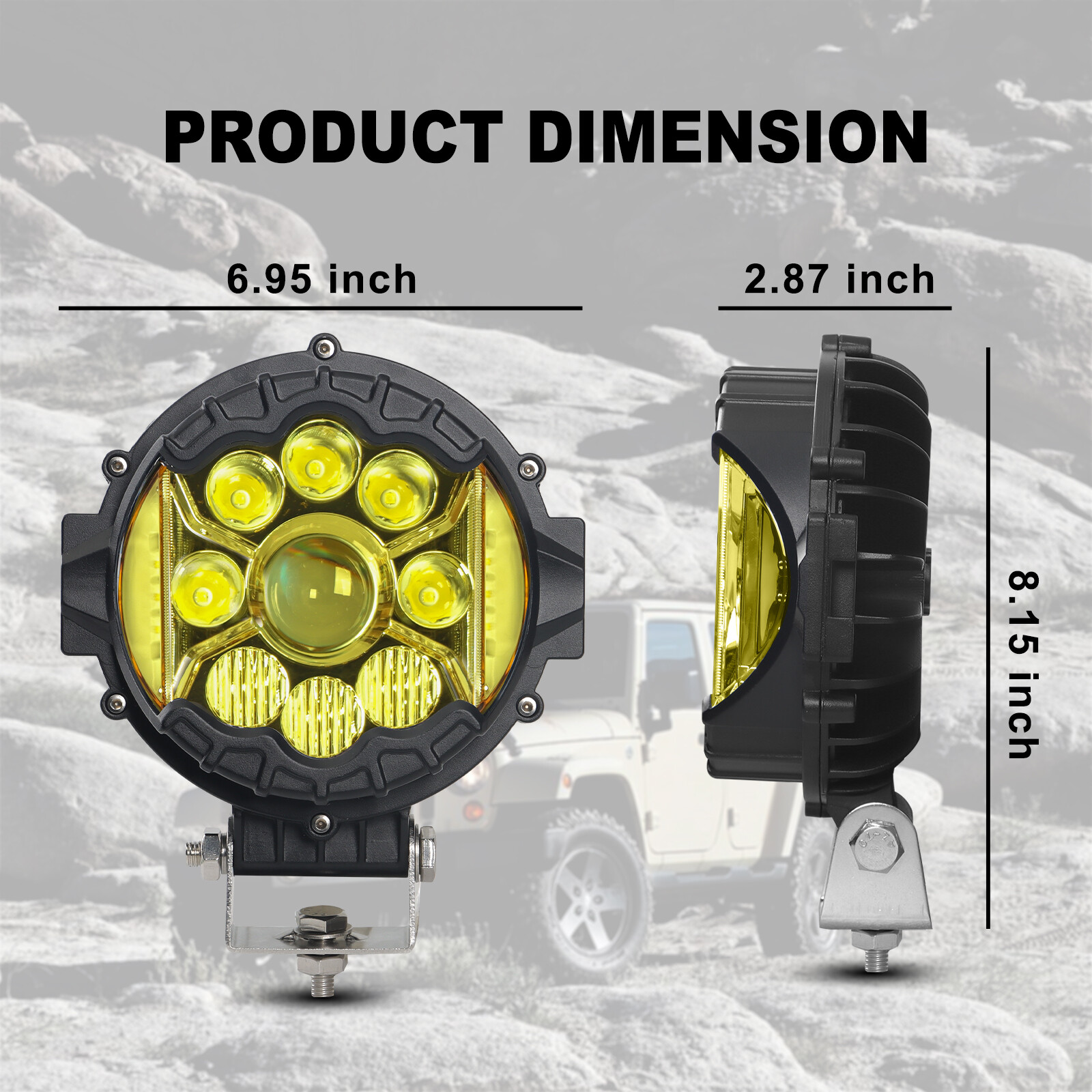 7″ LED Combo Flood Spot Work Light Amber DRL Driving Fog Light ATV Offroad Pods