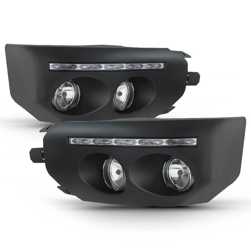 For 2007-2014 Toyota Fj Cruiser Black Bumper Fog Lights LED DRL Driving Lamps