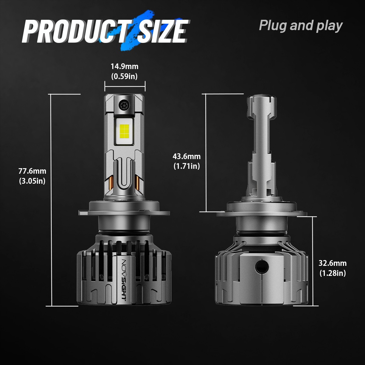 NOVSIGHT H7 LED Headlight Bulbs Conversion Kit High Low Beam 130W 28000LM 6500K