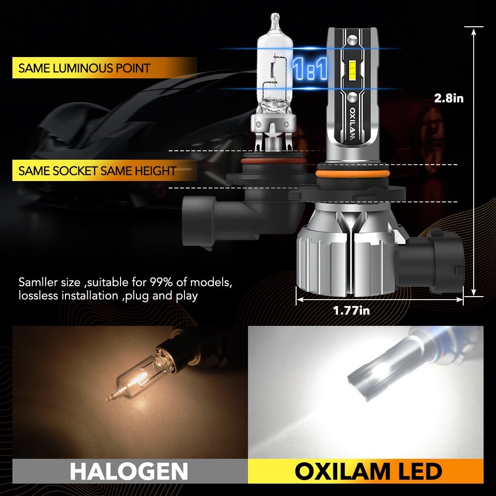 OXILAM 9005 HB3 LED Headlight Bulbs Super White 10000LM Kit High Low Beam CANBUS