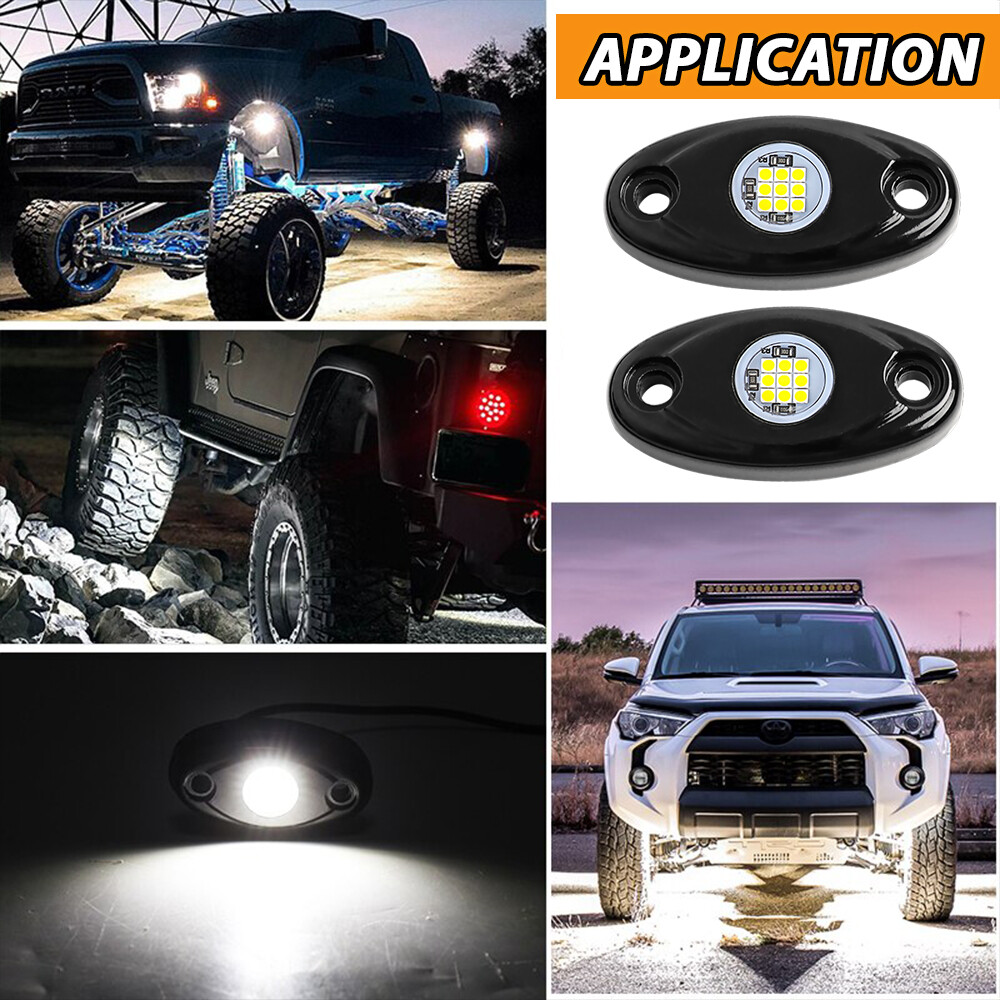 20x White LED Rock Light 4Pods Lights Fit Jeep Off Road Truck Car ATV Under Body