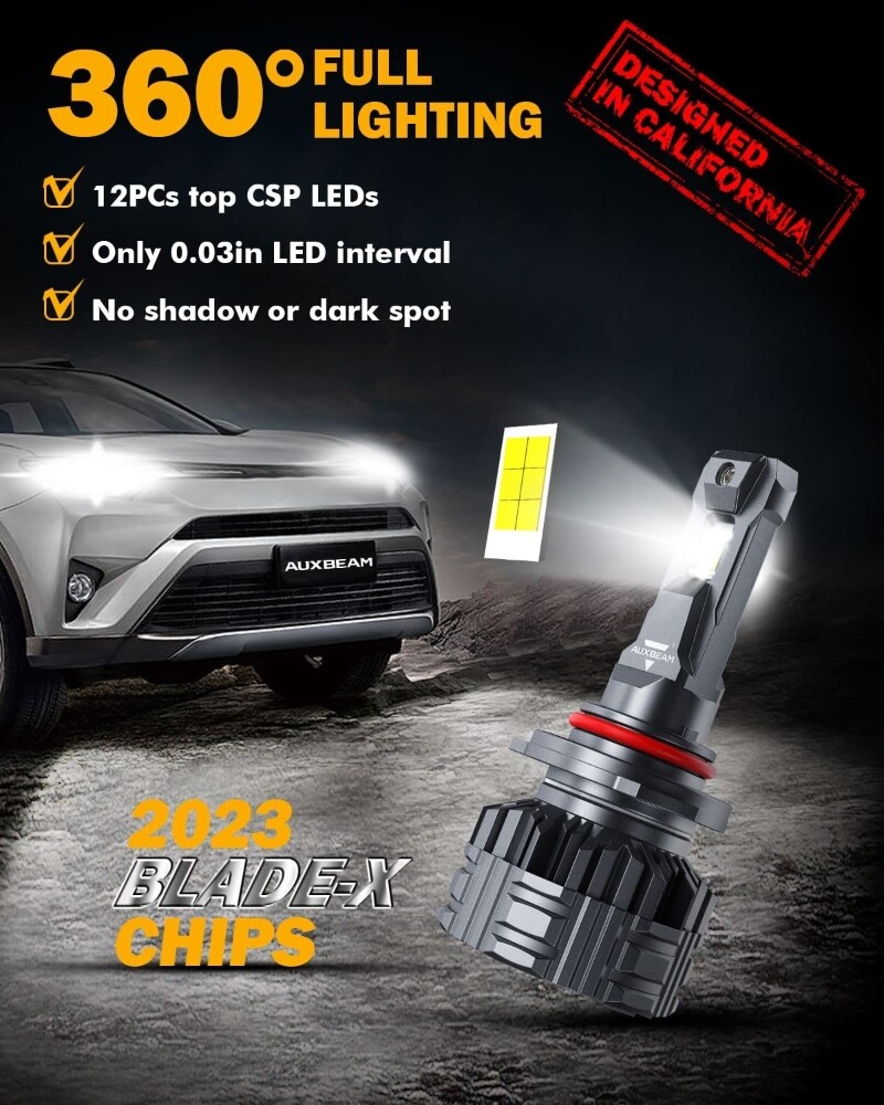 3Pairs AUXBEAM 9005+9006+H11 Canbus LED Headlight & Fog Bulbs Super Bright White