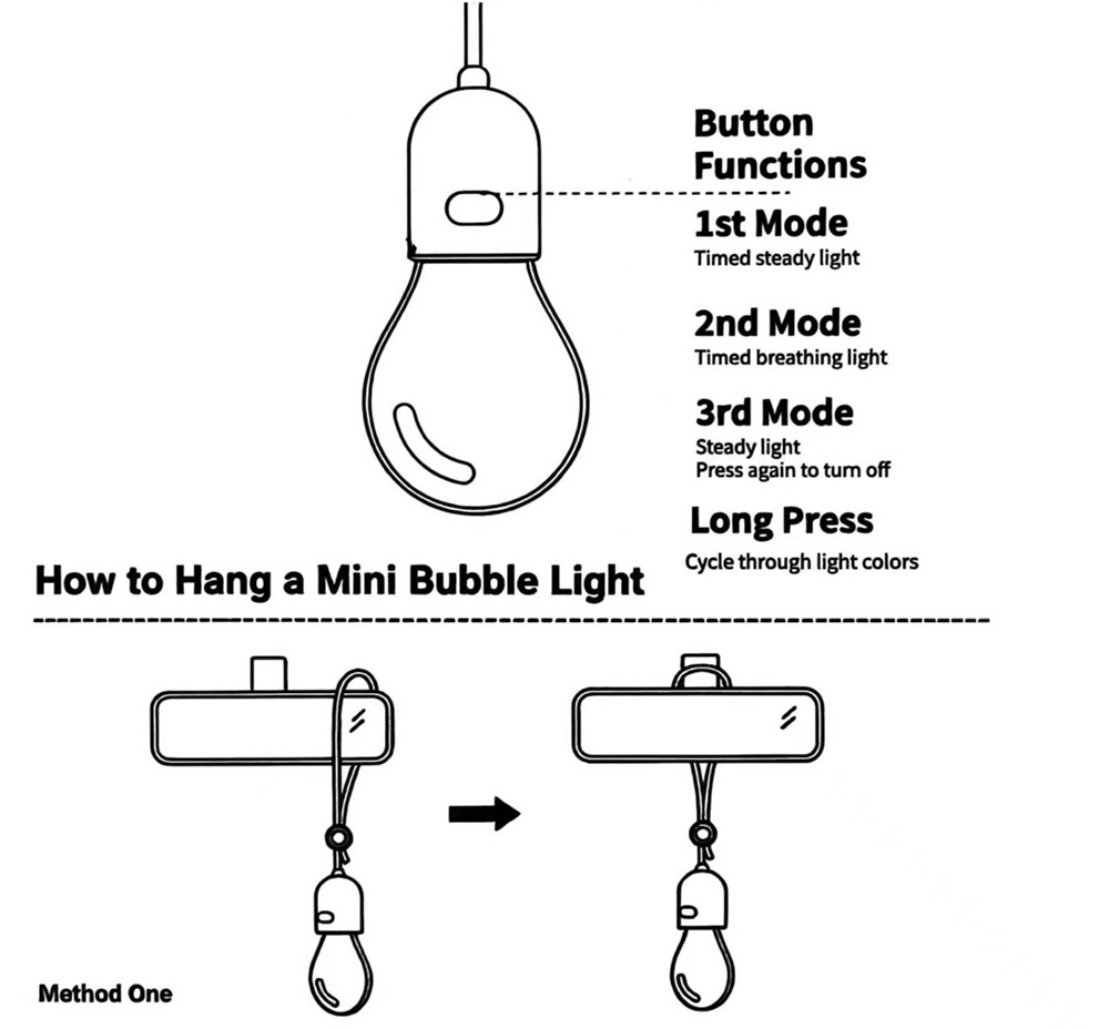 Car Hanging Bulb Light Smile LED Rearview Mirror Pendant Ambient Lamp AmberWhite