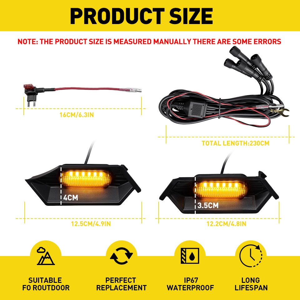 LED Grille Lights Lamp Amber Lamp Smoked Lens For 2024 2025 Toyota Tacoma TR D