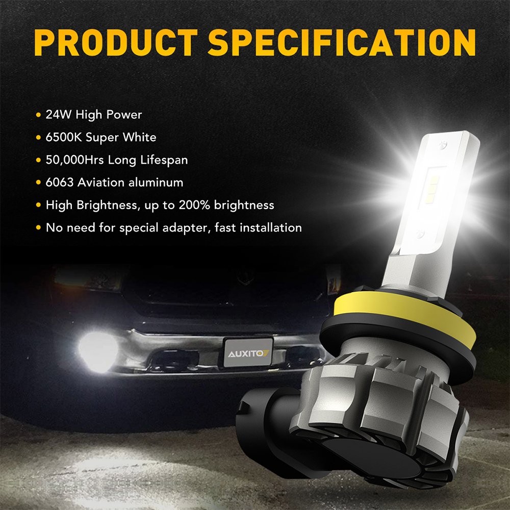 AUXITO B3F H8/9/11/16JP LED Fog Light Lamp Driving Bulbs 6000K 5630SMD2-10x