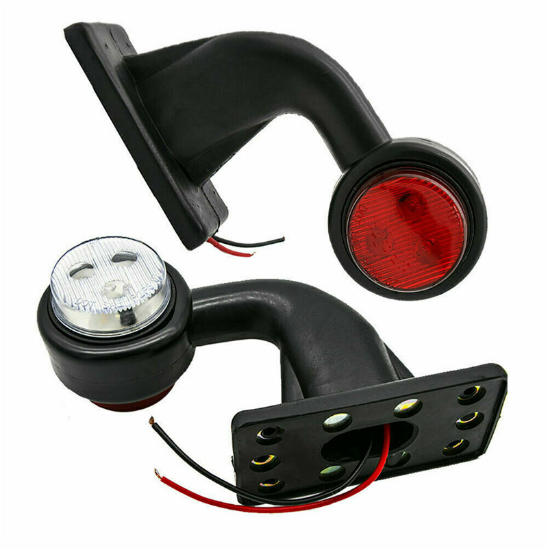 2x Dual Side LED Side Marker Light Elbow Rubber Outline Rear Trailer Truck Lorry