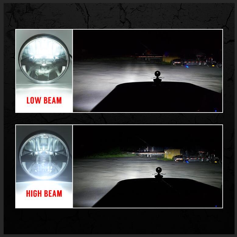 Newest 7″ Round Led Headlight Hi-Lo for Jeep Wrangler JK LJ TJ for Chevy C10 C20