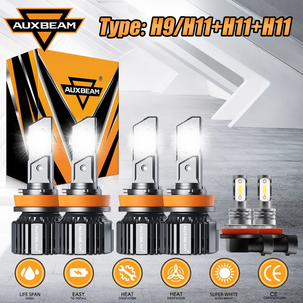 For Nissan Sentra 2013-2023 AUXBEAM LED Headlight Hi/Low+Fog Bulbs Combo Canbus