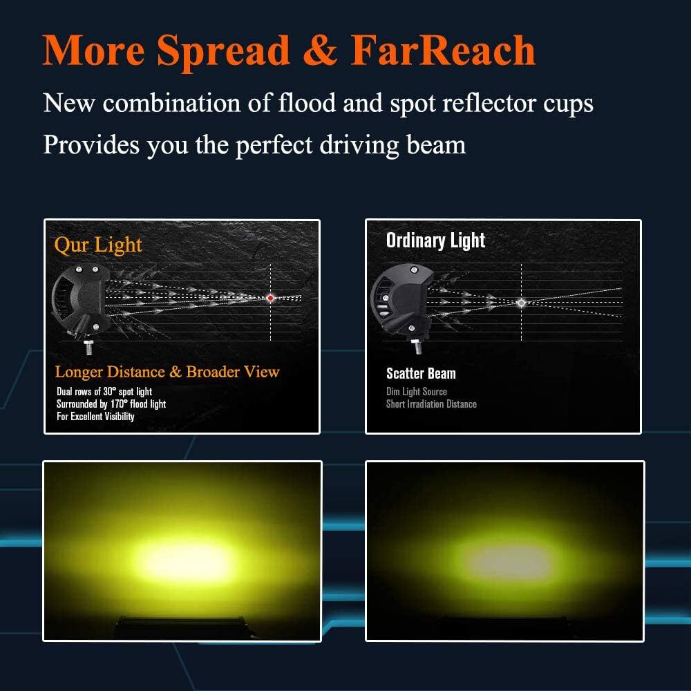 4x 7″ Yellow LED Driving Light Spot Pods Fog Lamps Fit Peterbilt Mack Semi Truck