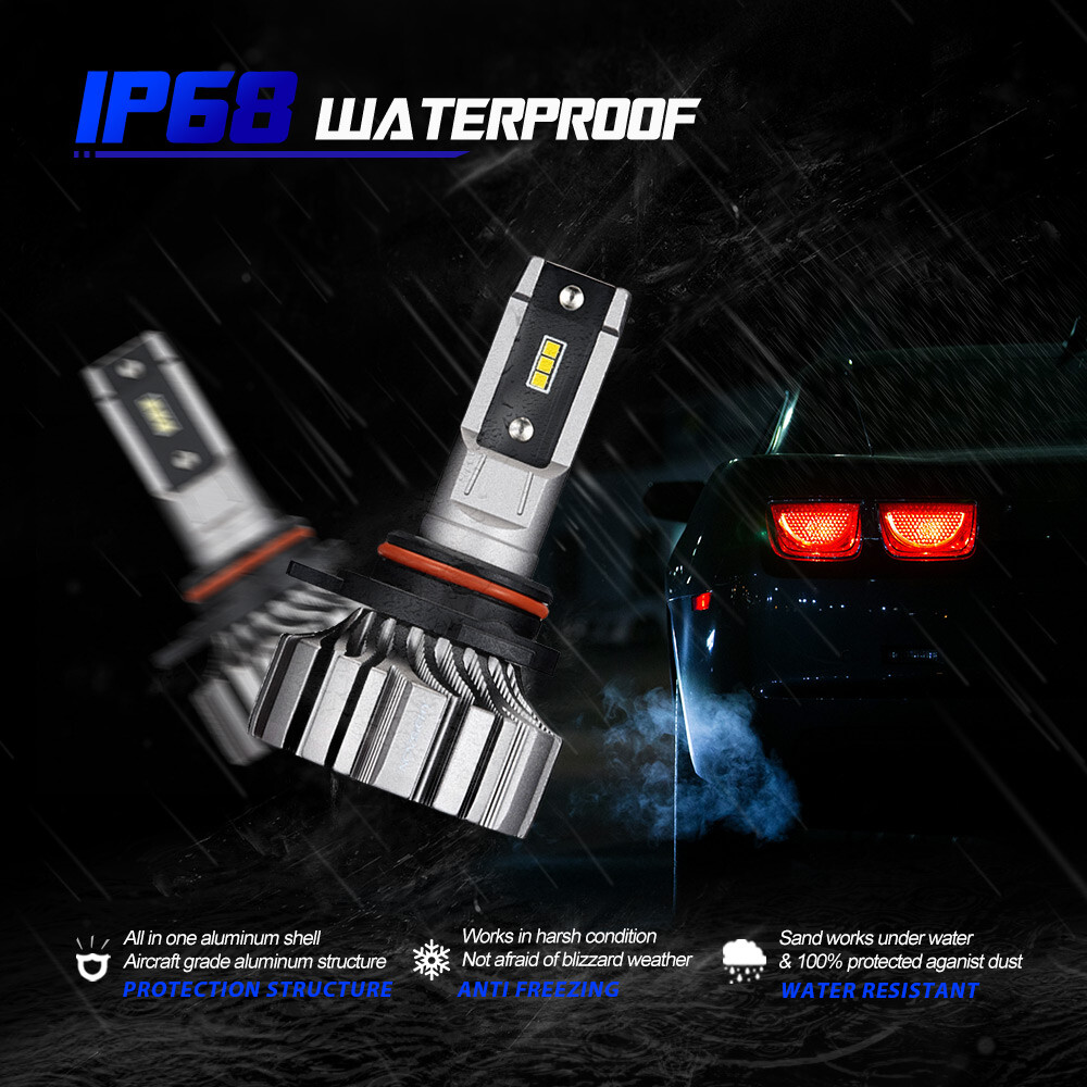 NOVSIGHT 9012 HIR2 LED Headlight Bulbs 6500K 10000LM Cold White Easy Install 2x