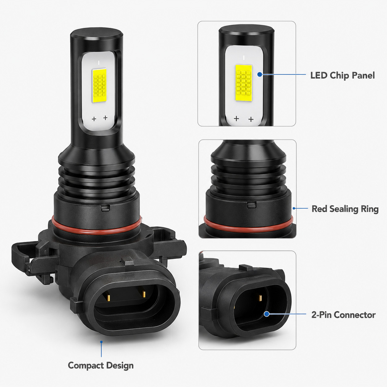 9005 H11 5202 LED Headlight Fog Light Bulbs Combo For Chevy Silverado 07-15 6x