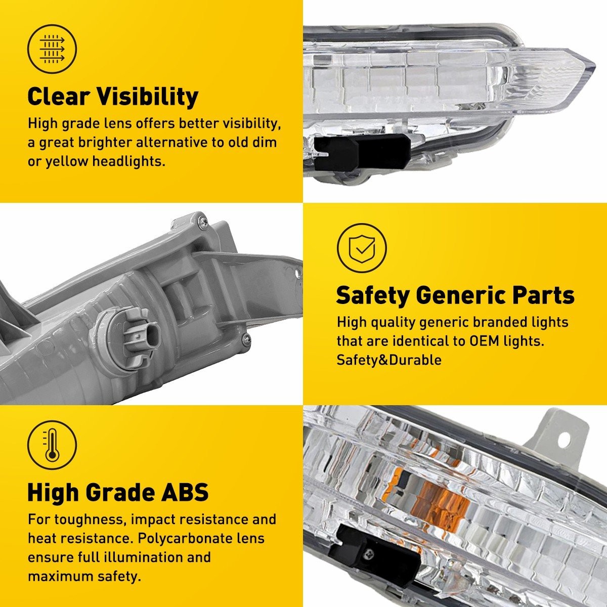Front Left or Right Turn Signal Lights Set Clear Amber For 2019-2022 Honda Pilot