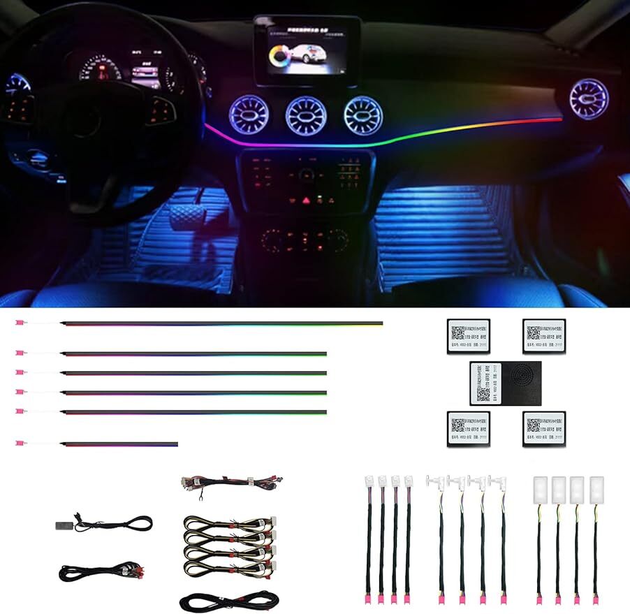 18-in-1 64 Colorful Symphony Car Ambient Interior LED Strip Lights APP Control