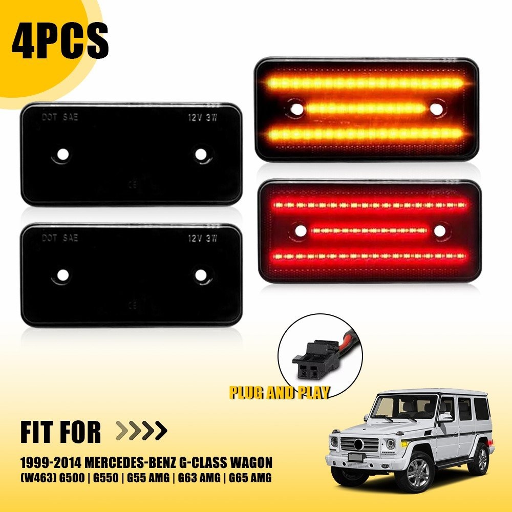 Rear Front LED Side Bumper Marker Set Light For 1999-2014 Mercedes-Benz G-Class