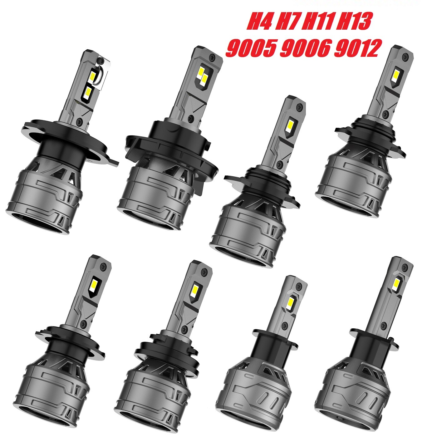 H4 H7 H11 H13 9012 9006 9005 LED Headlight Bulbs Kit High Low Beam 30000LM 6500K