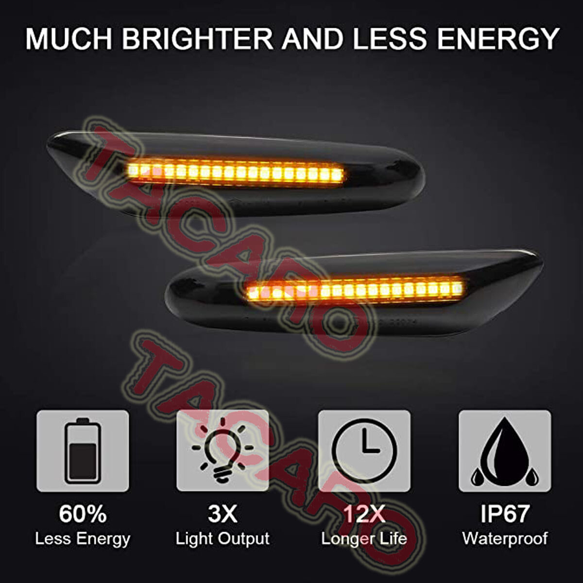 2X Sequential Turn Signal LED Side Marker Light For BMW E90 E91 E92 E93 E46 E60