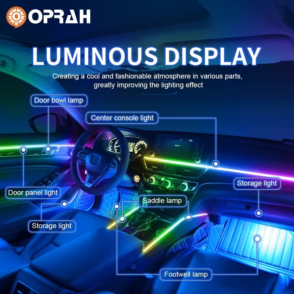 6in1 RGB Symphony Atmosphere Interior LED Acrylic Guide Fiber Optic Ambient Lamp