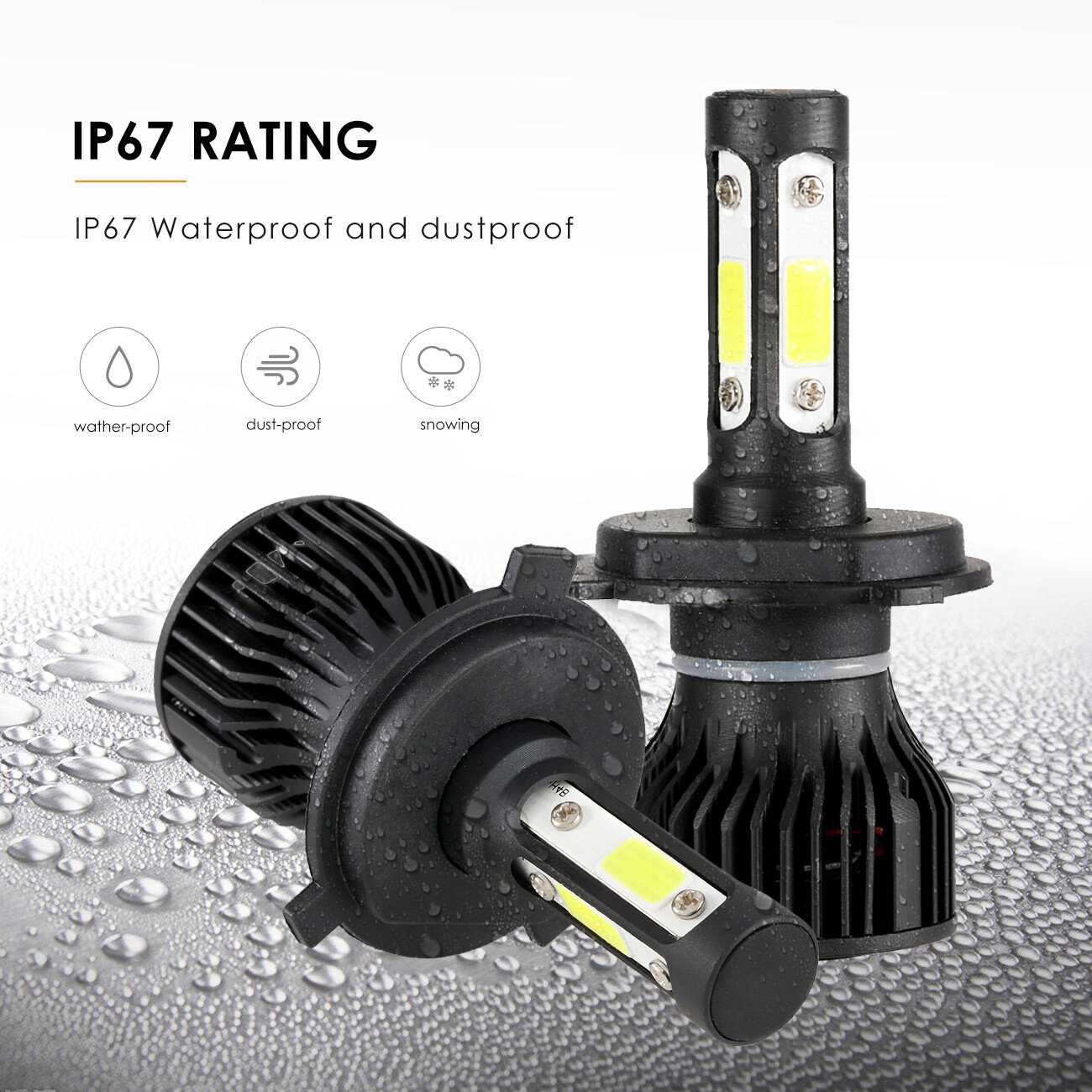 4-sides 9003 H4 HB2 LED Headlight Conversion High Low Beam 6500K 1500000LM Bulbs